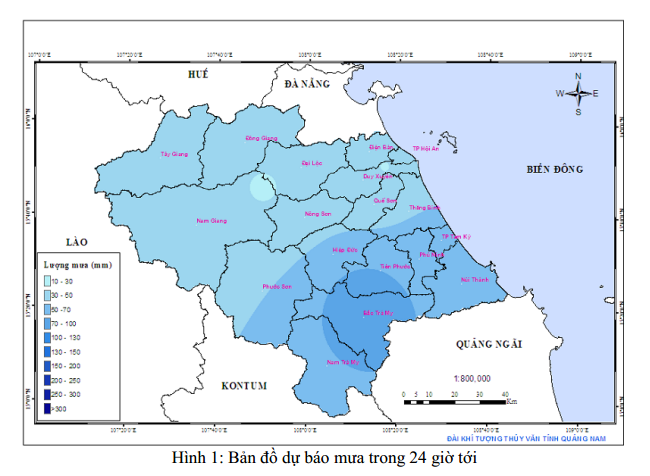 Tin dự báo mưa lớn tại các địa phương Quảng Nam